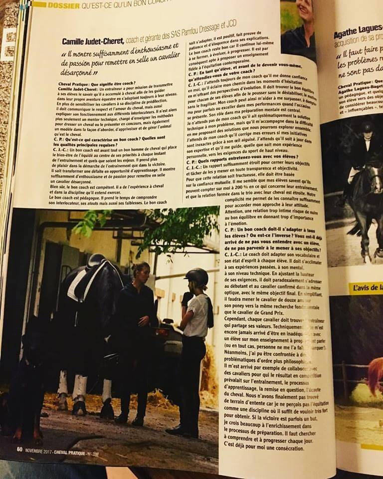 Camille décrit le bon entraineur de dressage