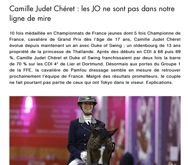 Dressprod : Objectif JO pour Camille ?
